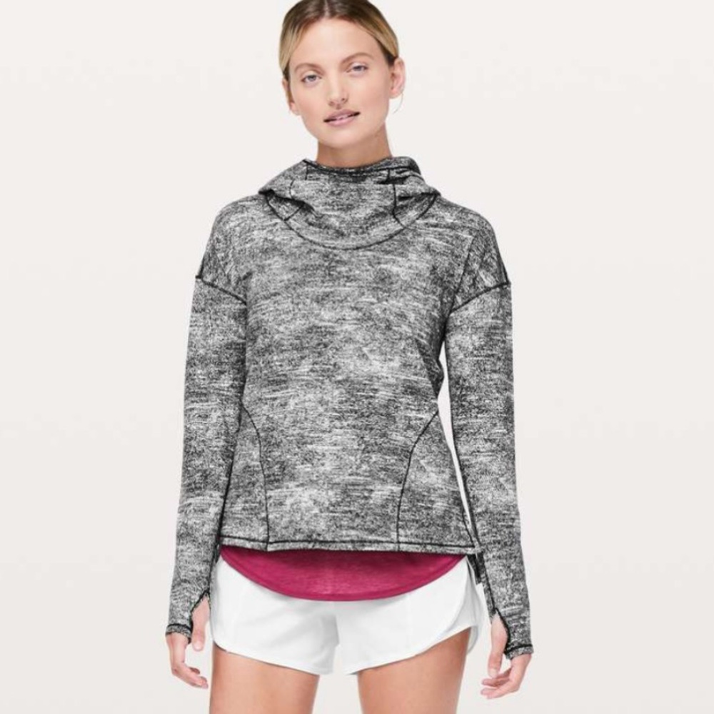 Lululemon Forever Endeavour Long Sleeve in ‘Rush Jacquard Black White,’ Size 10